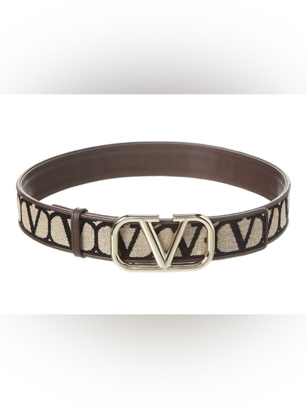 Valentino Garavani VLogo 40mm Toile Iconographe Canvas and Leather Belt - NWT